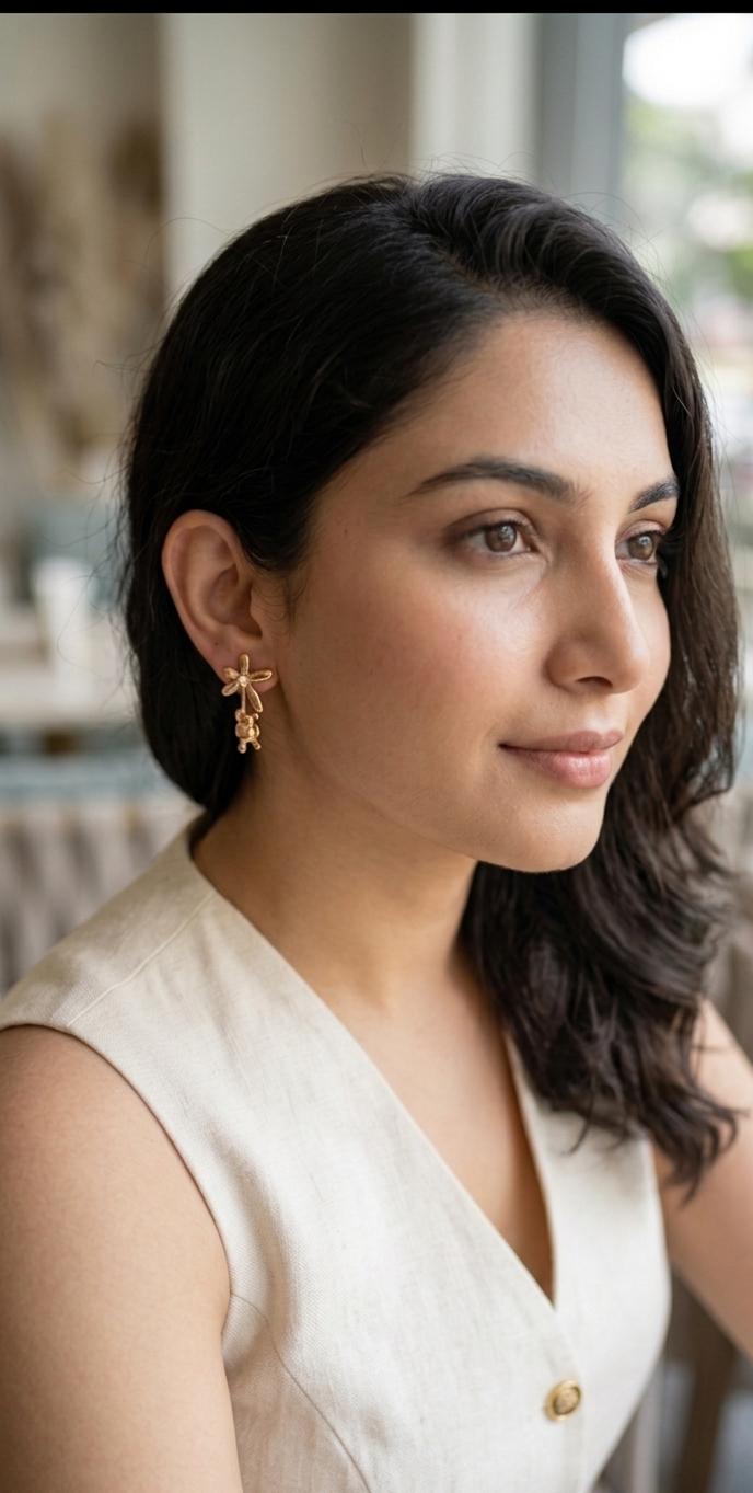 Petite bow drop earrings from Saj Kotha